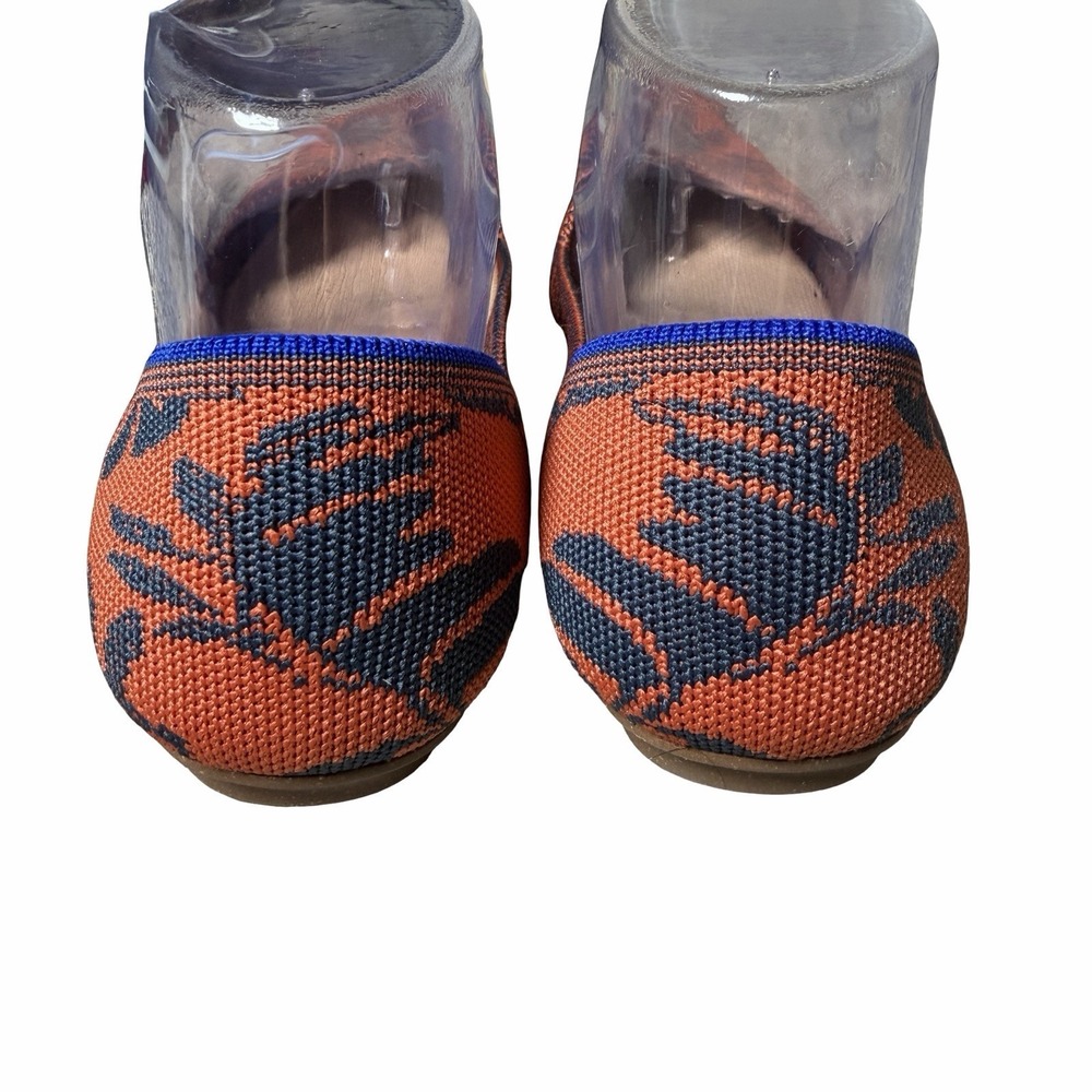 Rothy's The Point Flats W8 Sunset Floral Burnt Orange Navy Knit Slip On Shoe - Picture 11 of 14